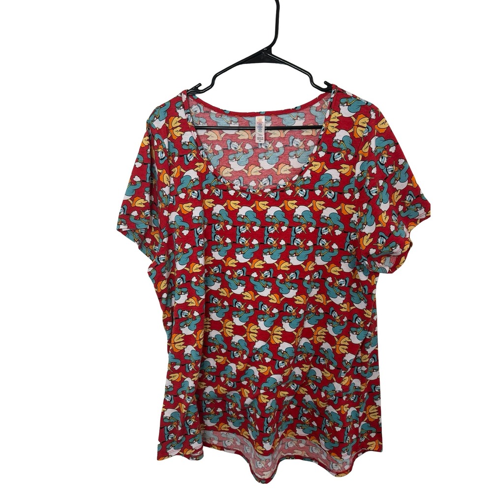 LuLaRoe Disney Donald Duck Red Short Sleeve Scoop Neck Top 3XL